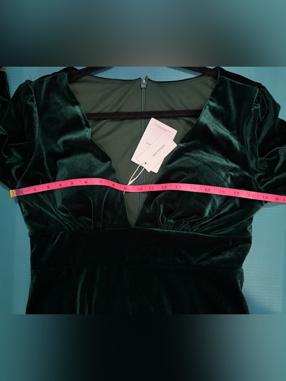 Shirees A-Line/Princess V-Neck Long Sleeve Velvet Floor-Length Evening Dress - Picture 10 of 11